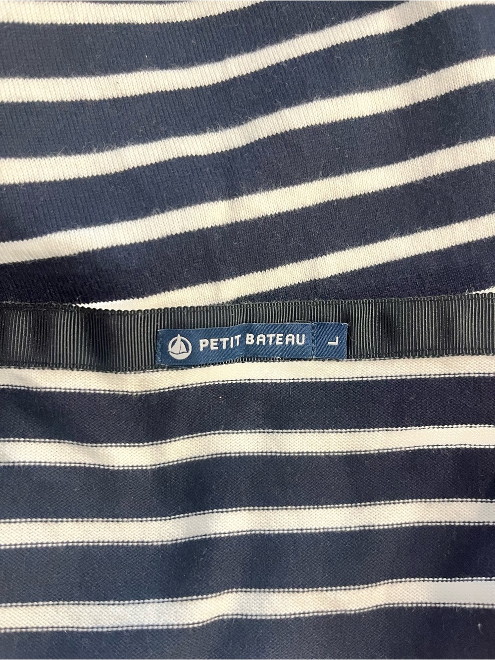 Petit Bateau Blue White Nautical Square Neck Top Cotton Knit Large - Picture 4 of 8